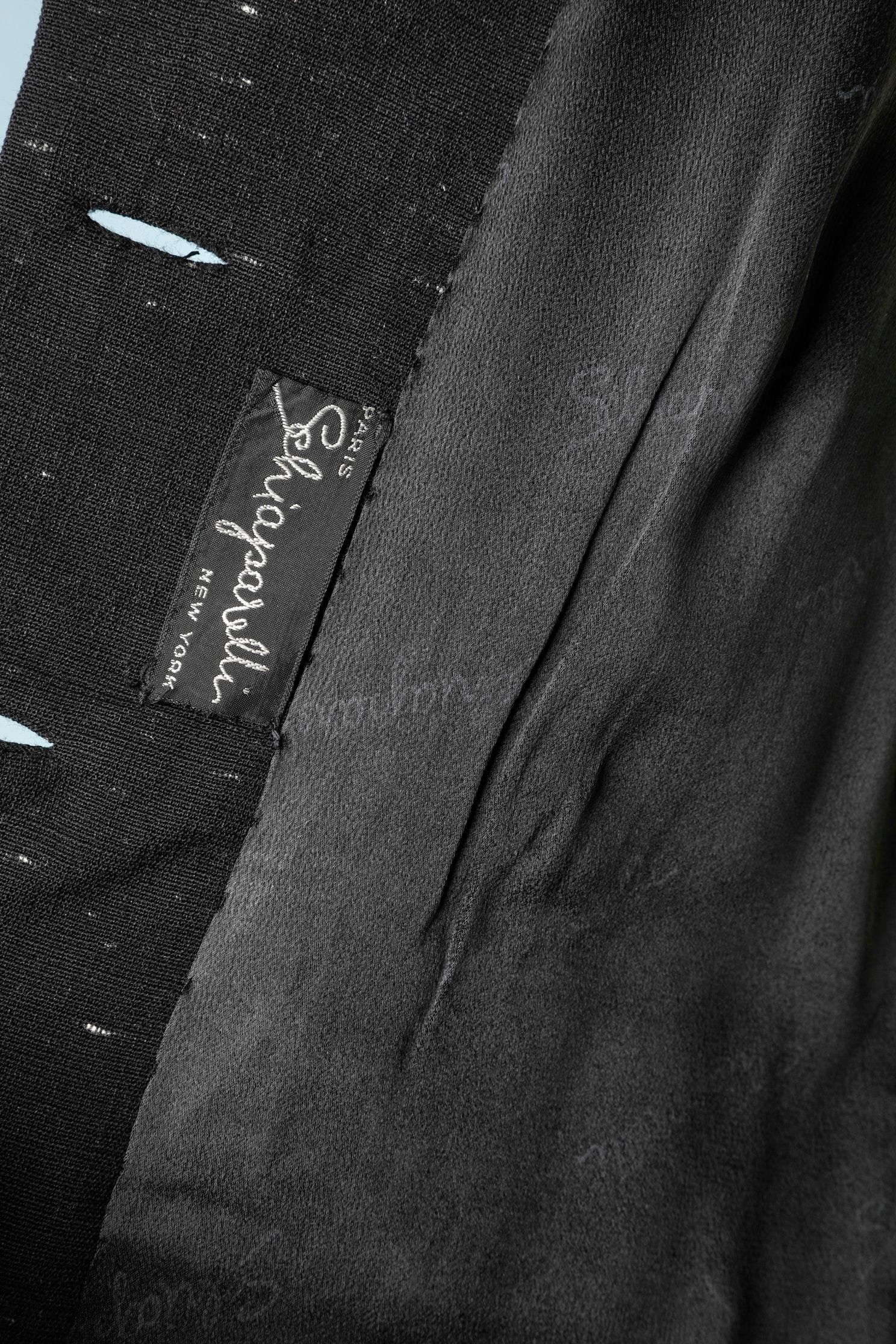 Black chiné Elsa Schiaparelli 1940's skirt -suit  For Sale 4