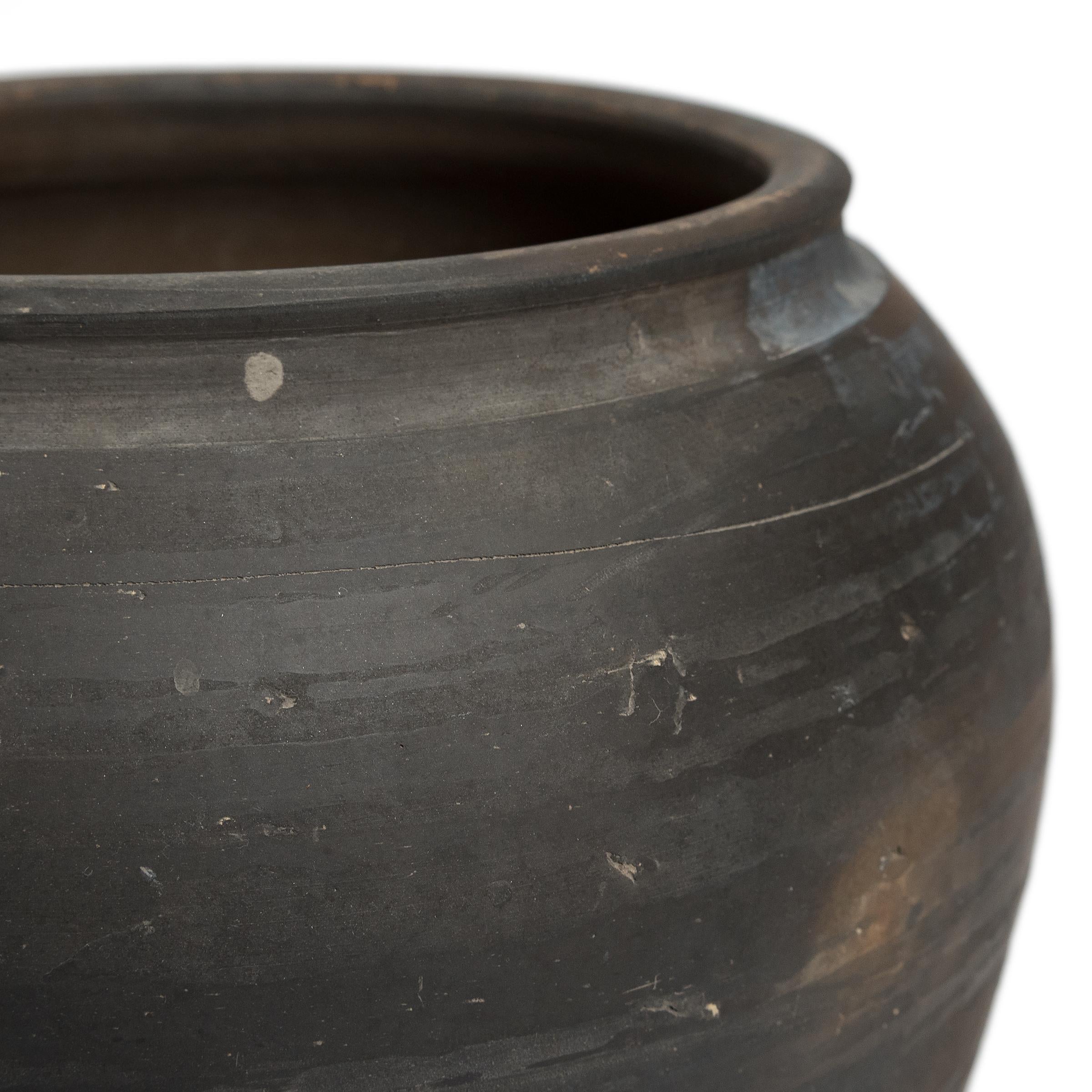 Unglazed Chinese Smoky Clay Vessel, c. 1900 For Sale