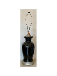 Black Chinese Pottery Vase Designer Table Lamp