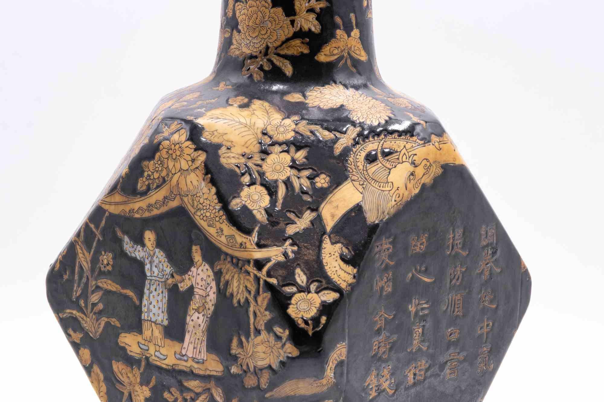 Vaso cinese nero, Cina, metà del XX secolo In condizioni buone in vendita a Roma, IT