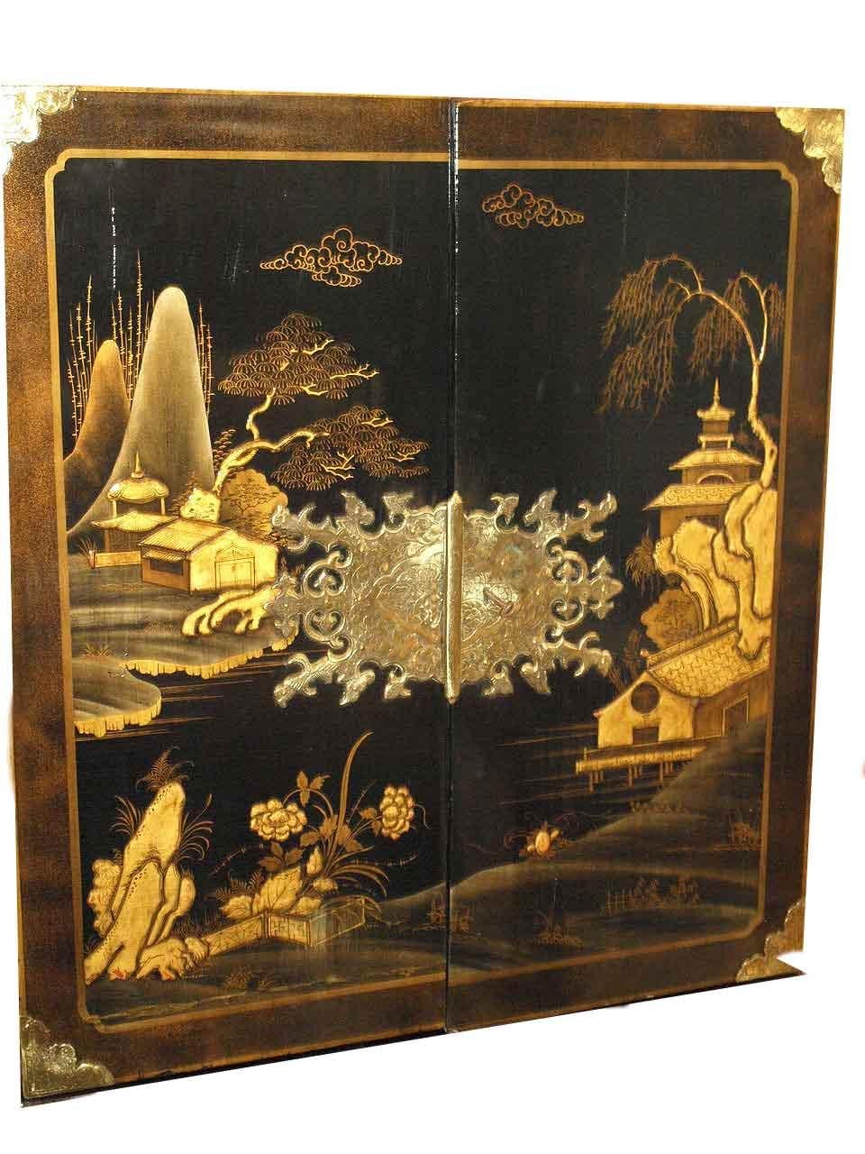 Black Chinoiserie Cabinet on Stand 7