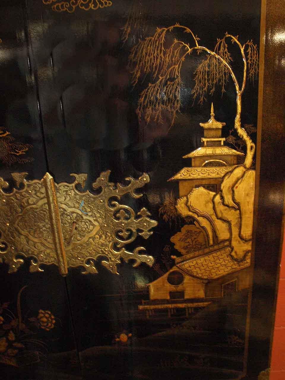 Black Chinoiserie Cabinet on Stand 8