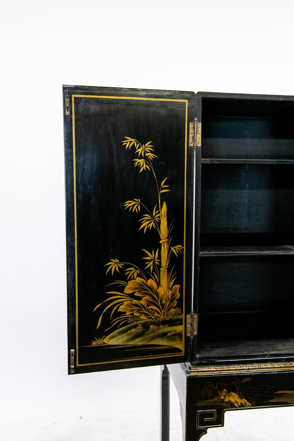 Black Chinoiserie Cabinet on Stand 1
