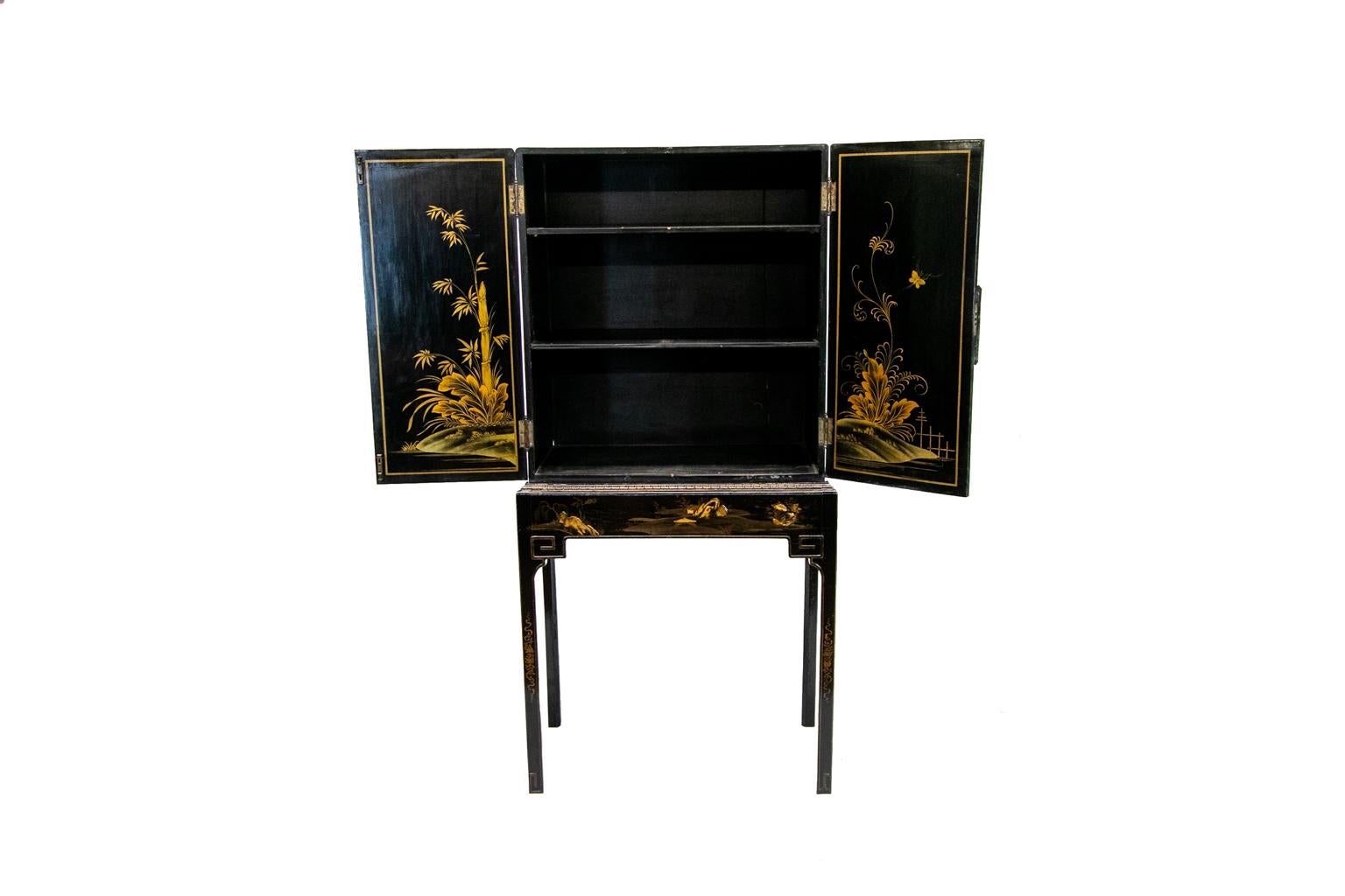 Black Chinoiserie Cabinet on Stand 2