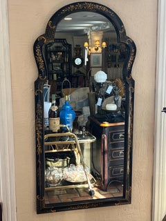 Black Chinoiserie Carved Mirror