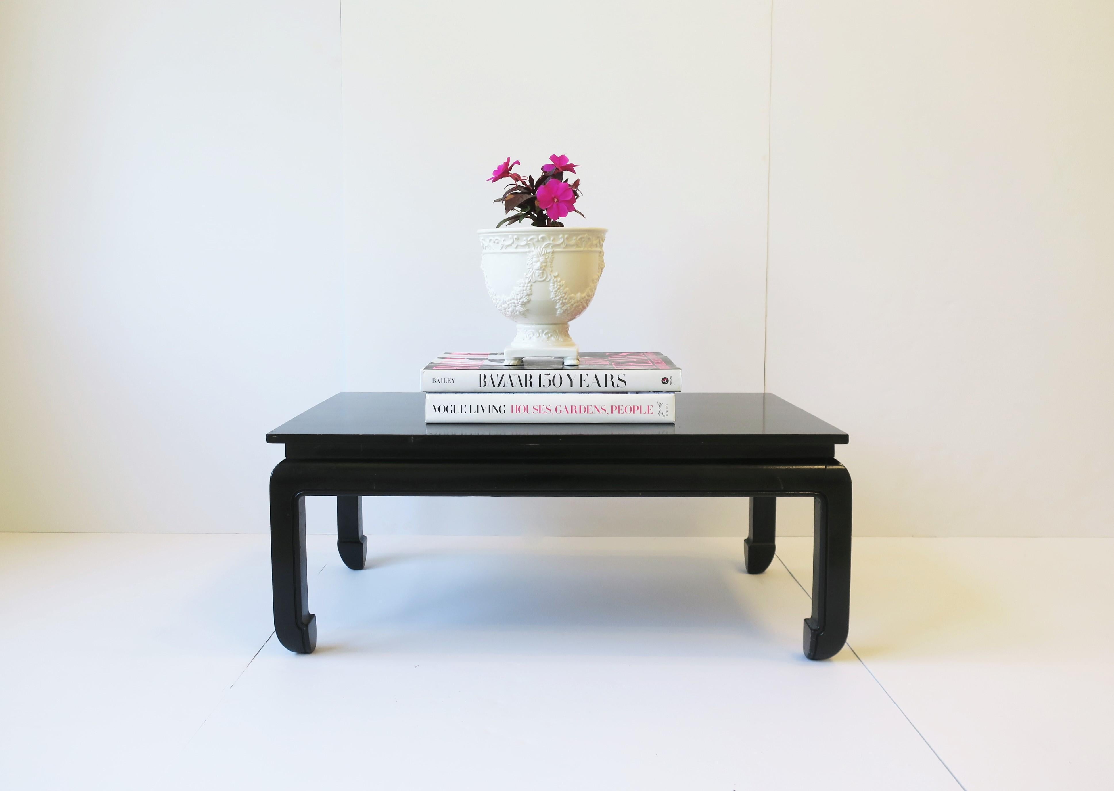 Wood Black Chinoiserie Cocktail Coffee Table