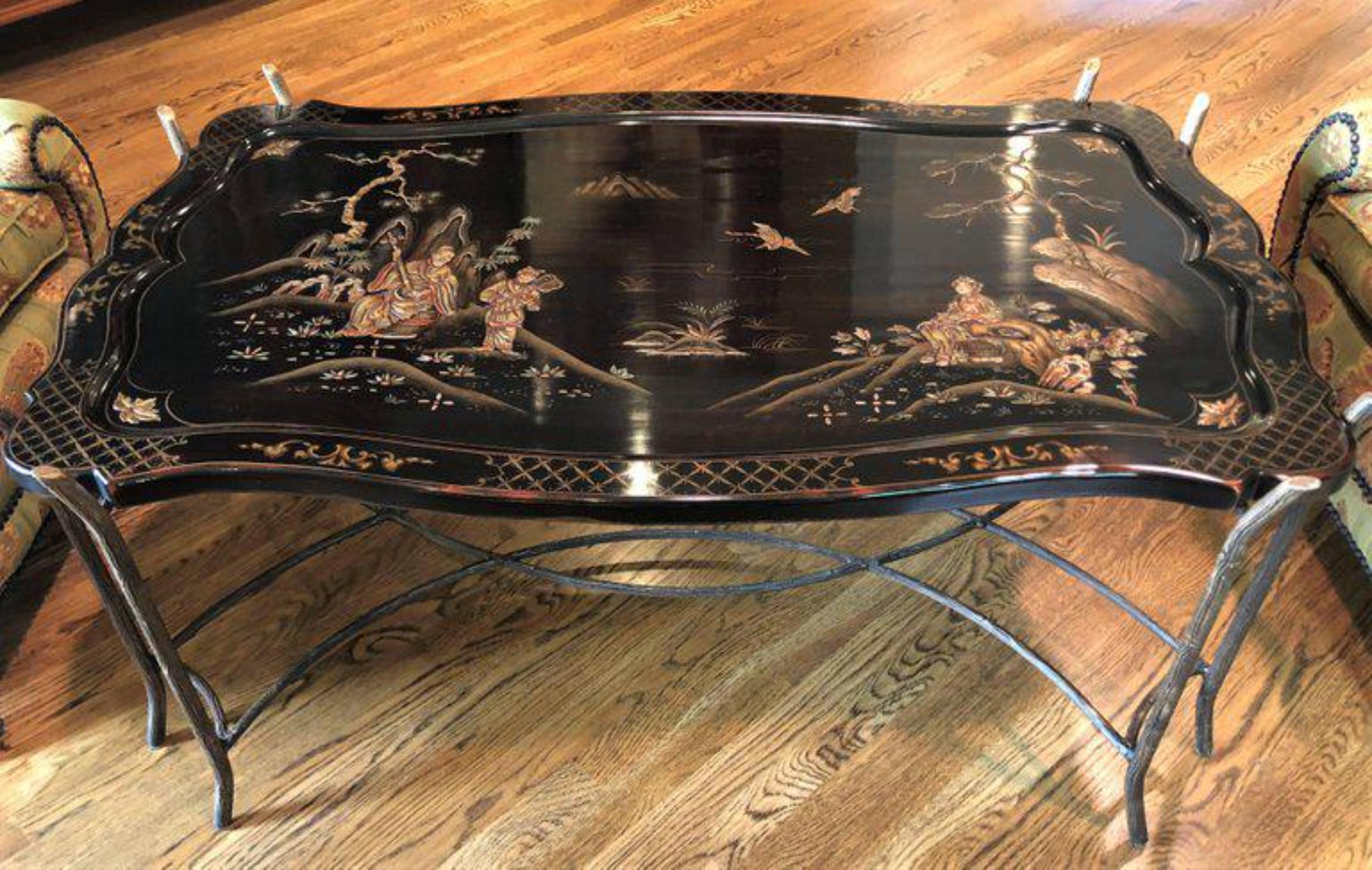 Paint Black Chinoiserie Coffee or Cocktail Table