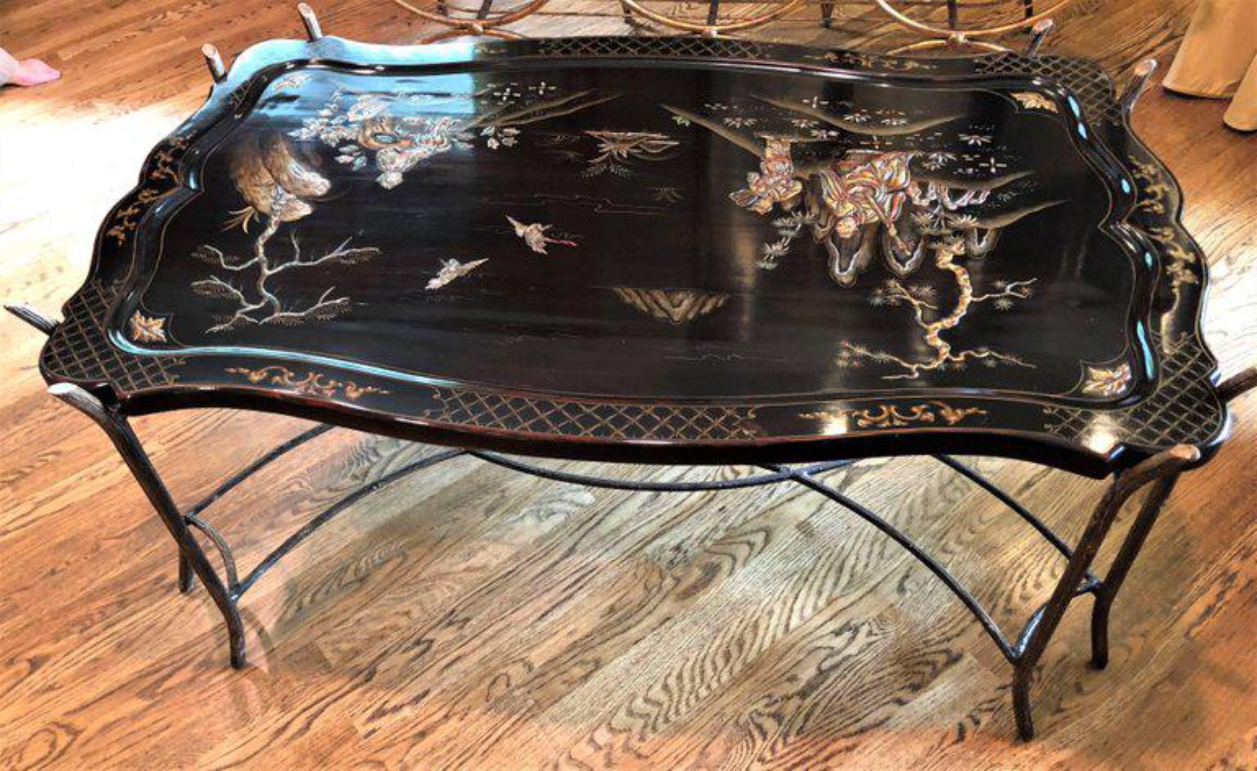 Black Chinoiserie Coffee or Cocktail Table 2