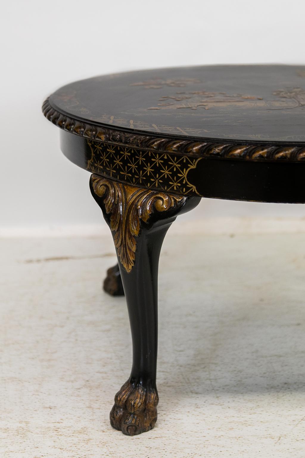 Early 20th Century Black Chinoiserie Coffee Table For Sale