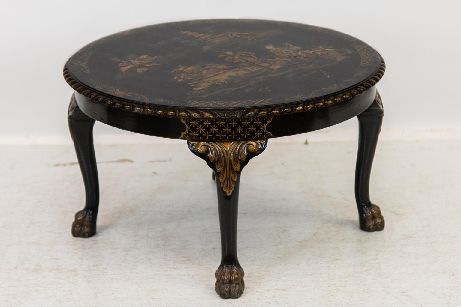 Birch Black Chinoiserie Coffee Table For Sale