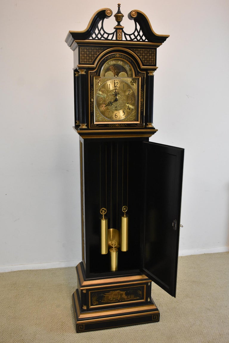 Black Chinoiserie Grandfather Clock by Sligh Model 09961BD at 1stDibs