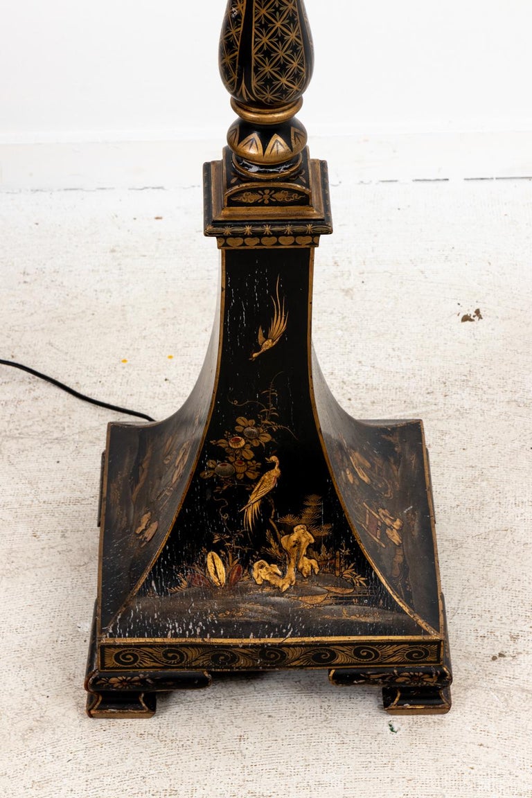 Black Chinoiserie Style Standing Floor Lamp For Sale at 1stDibs
