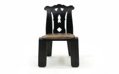 Sedia Chippendale nera di Robert Venturi per Knoll, anni '80. Cuscino attaccato.