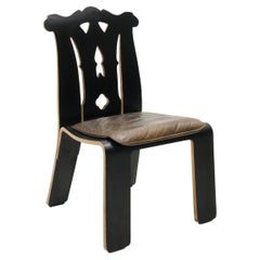 Black Chippendale Chair by Robert Venturi for Knoll, 1980s. Attached Cushion.