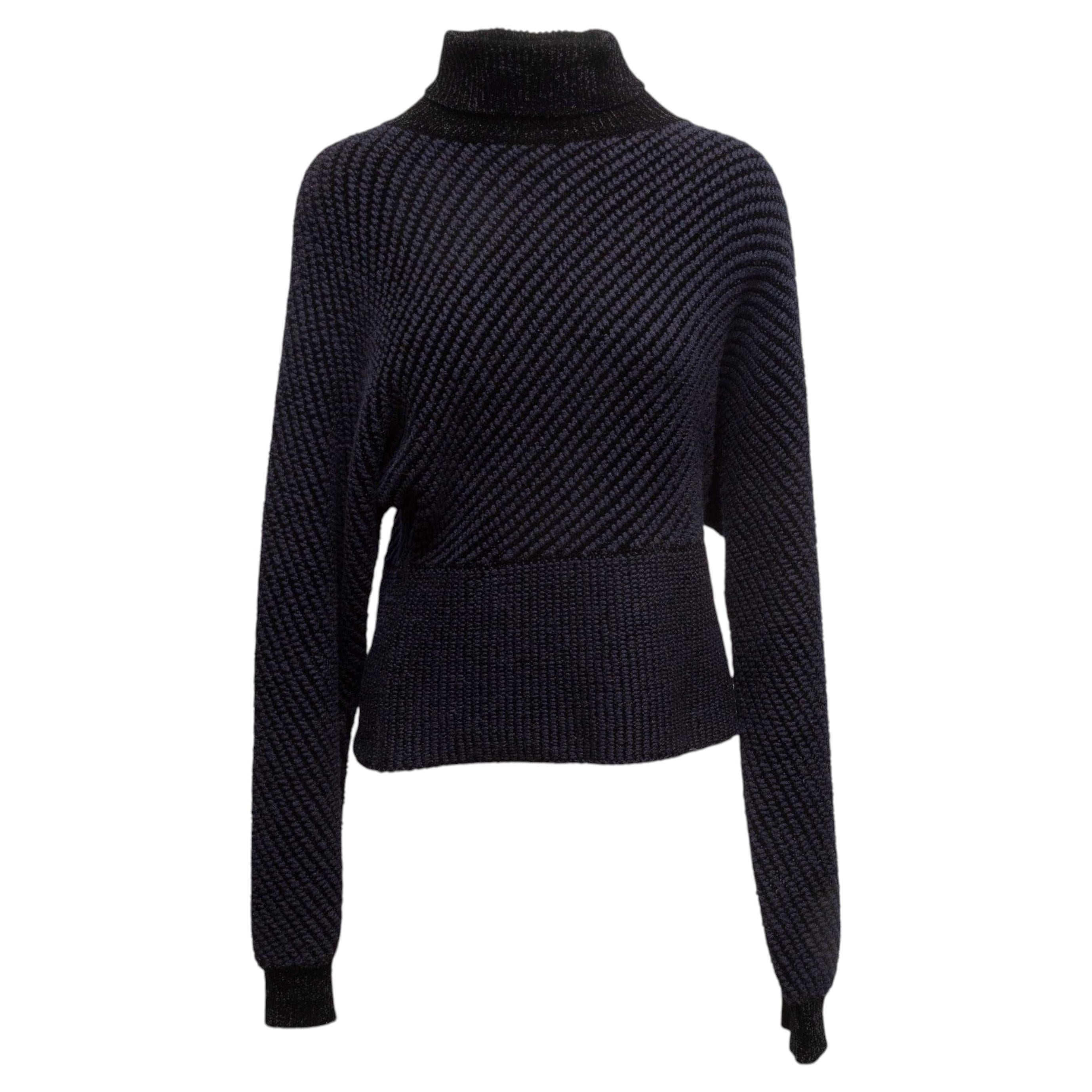 Black Chloe Chunky Rib Knit Turtleneck Sweater