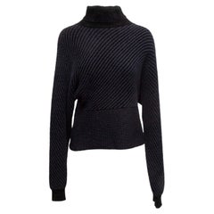 Black Chloe Chunky Rib Knit Turtleneck Sweater