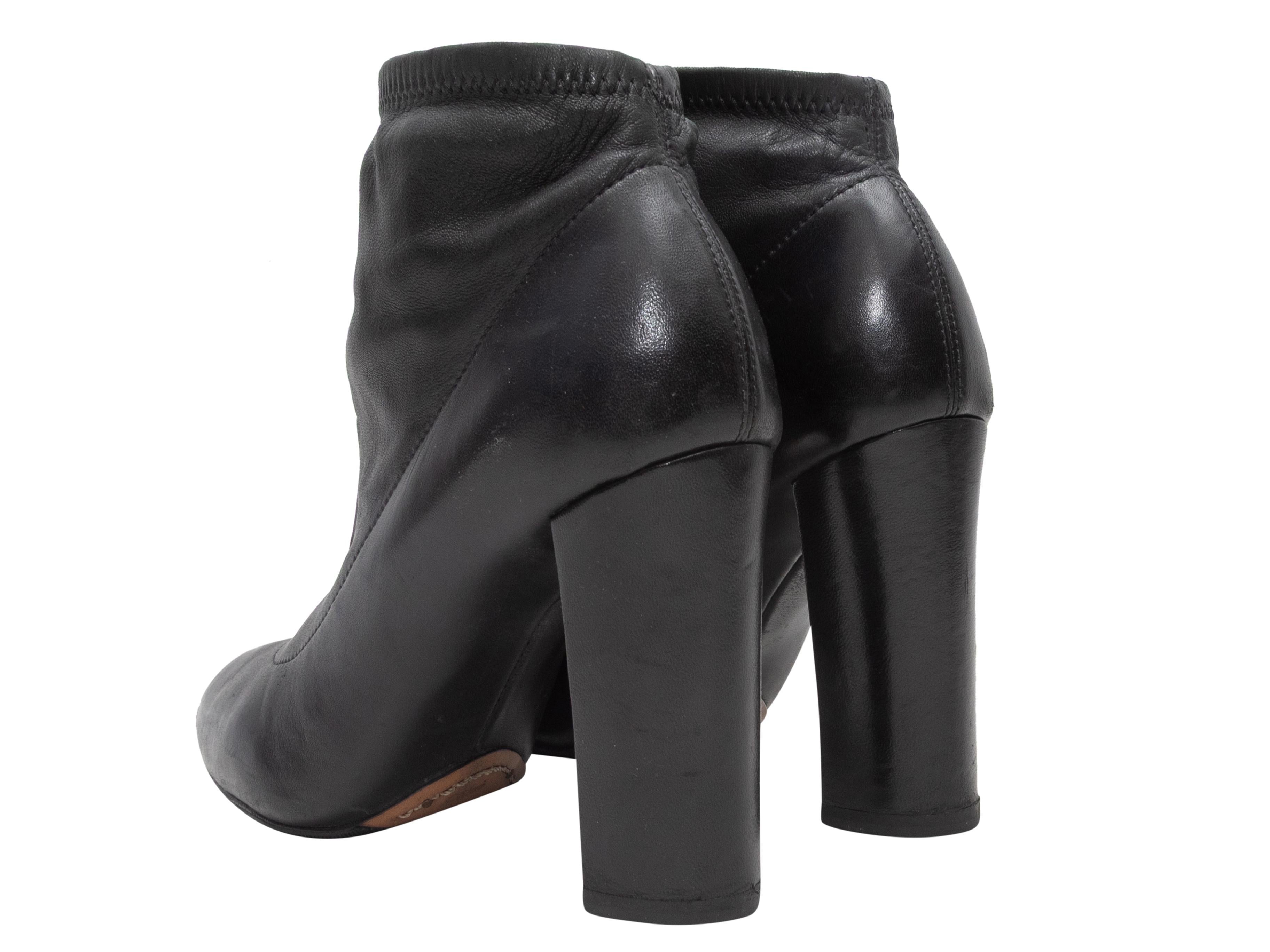 Schwarze Chloe Lederstiefel mit Absatz Größe 37 Damen im Angebot