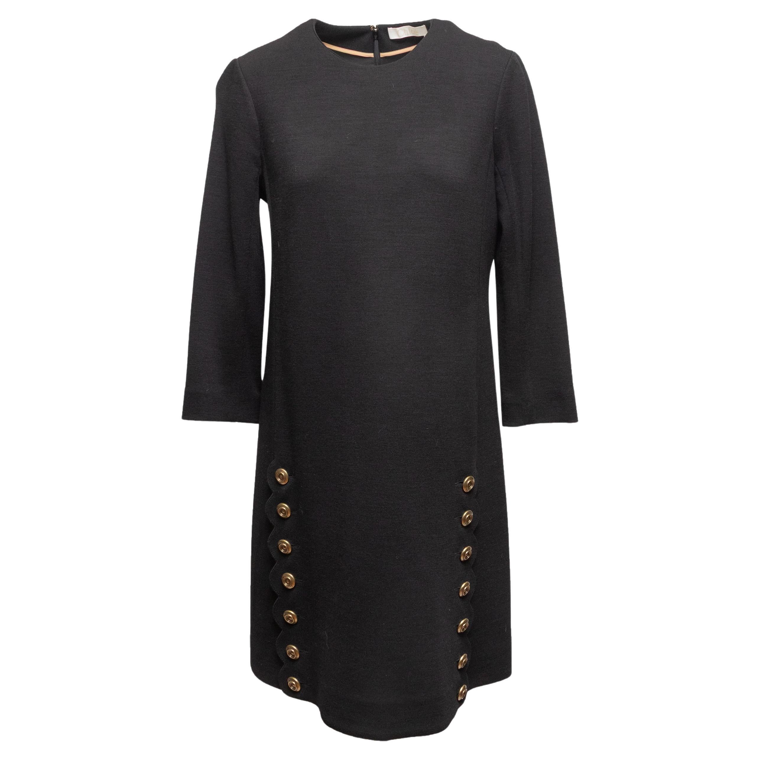 Black Chloe Long Sleeve Virgin Wool Dress Size FR 40