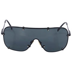 Black Chloe Metal Aviator Shield Sunglasses