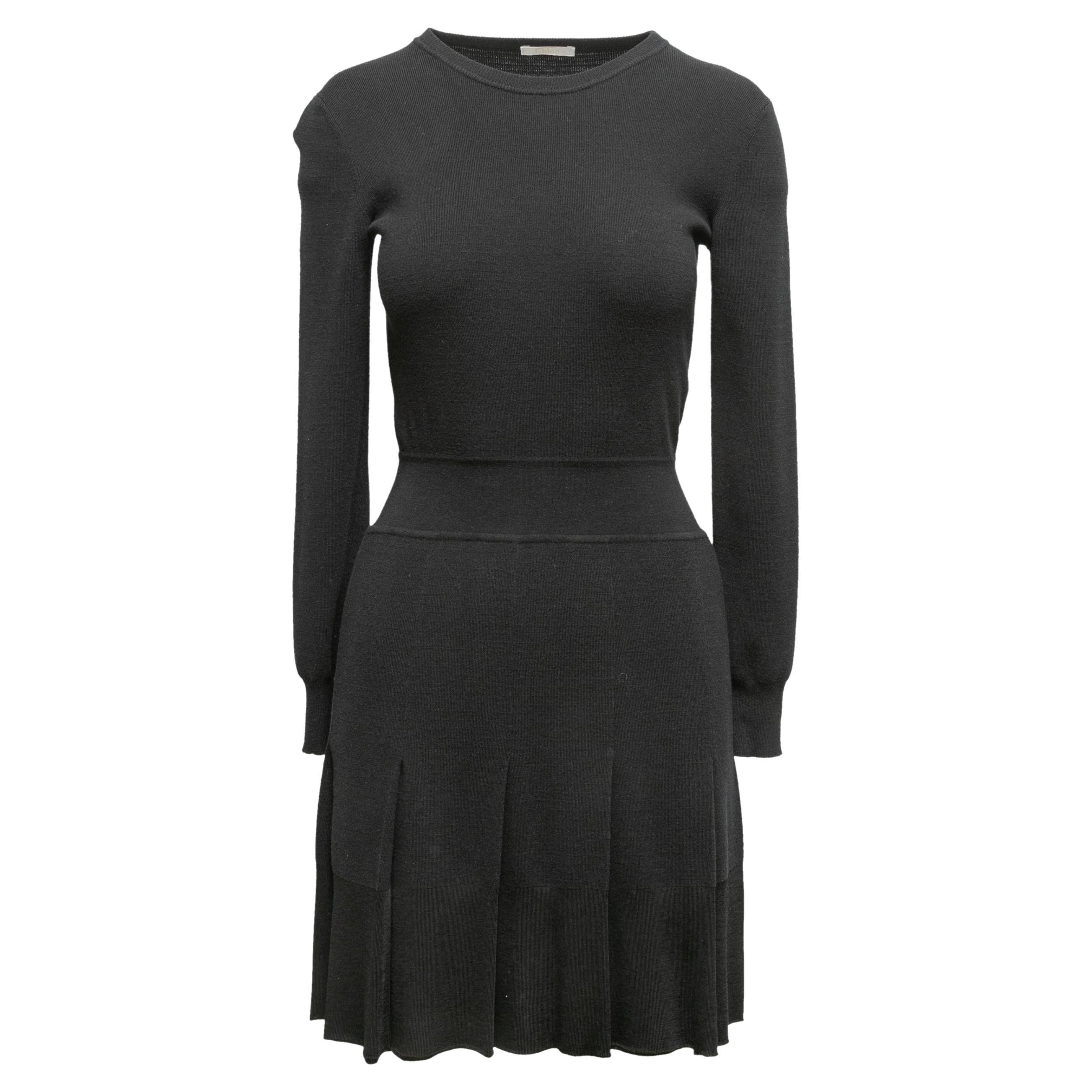 Black Chloe Pleated Knit Dress For Sale