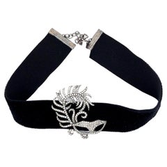 Black Choker With Embellished Pave Diamond Choker Necklace