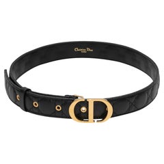 Schwarzer Christian Dior 30 Montaigne Cannage Logo Gürtel Designer Größe 75
