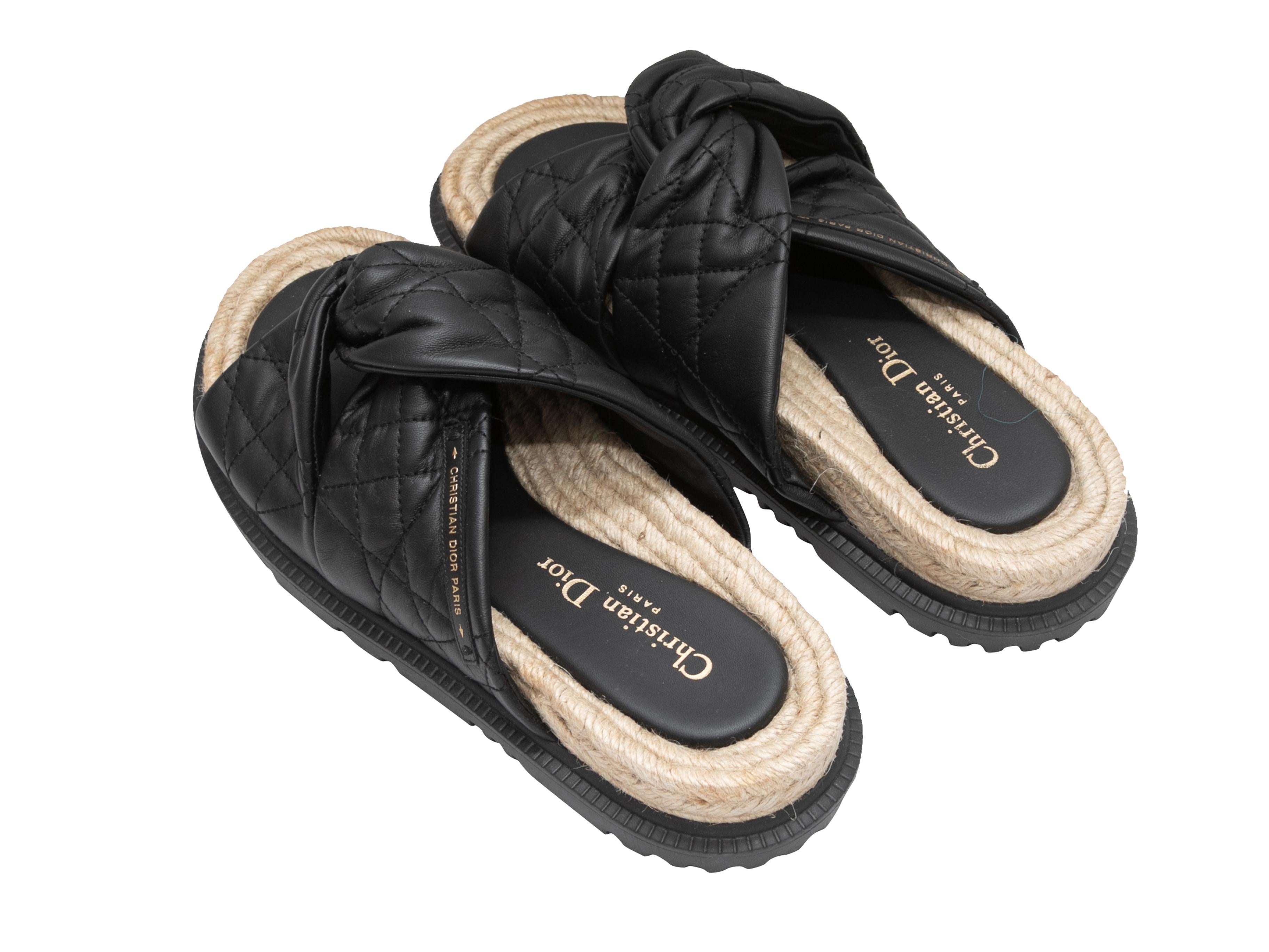 Black Christian Dior Cannage D-Twist Espadrille Sandals Size 39.5 In Good Condition In New York, NY