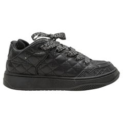 Schwarze Christian Dior Cannage Low-Top-Sneakers aus Leder in Schwarz Größe 37