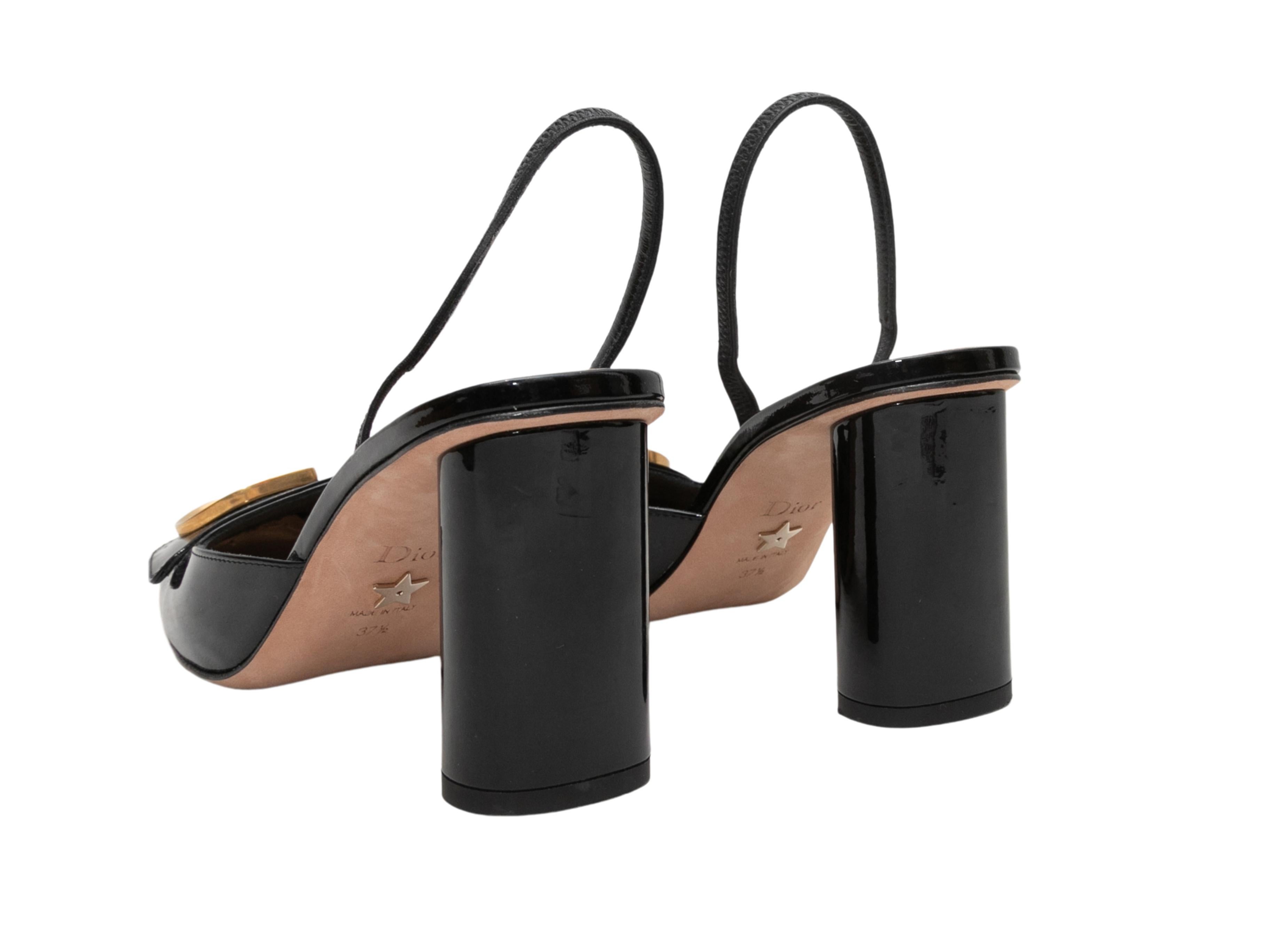 Black Christian Dior C'est Dior Patent Slingback Heels Size 37.5 In Good Condition For Sale In New York, NY
