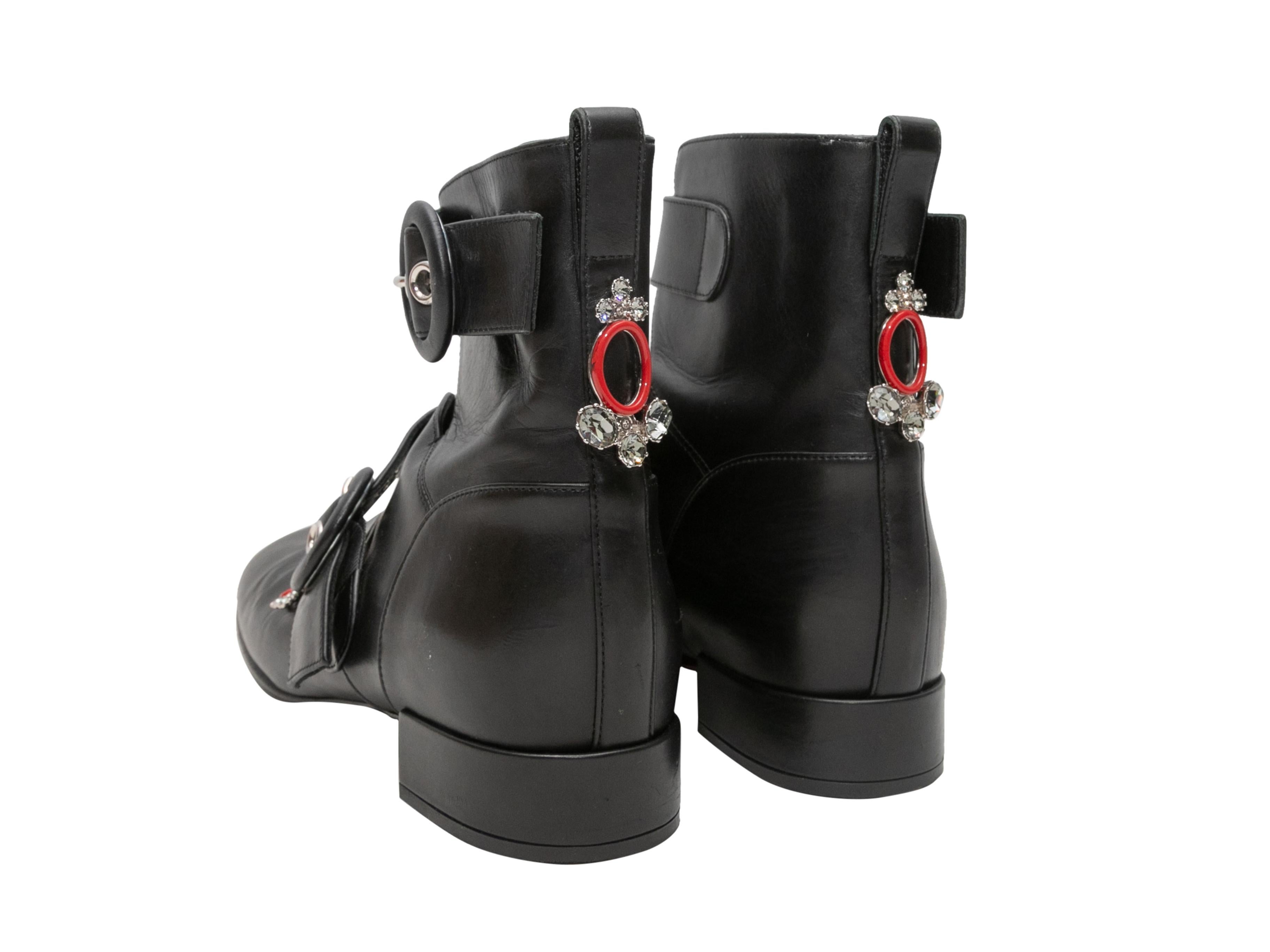 Black Christian Dior Embellished Cutout Buckle Ankle Boots Size 38.5 In Good Condition In New York, NY