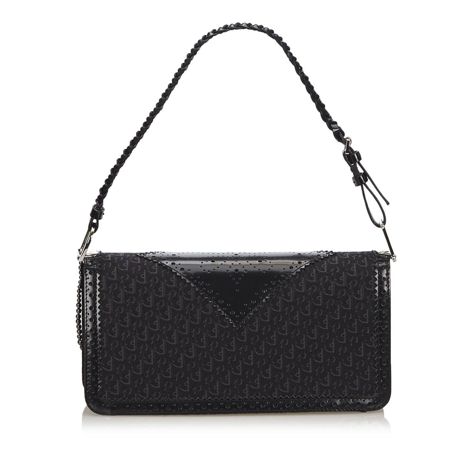 Christian Dior Black Jacquard Oblique Dtrick Bag In Good Condition In New York, NY