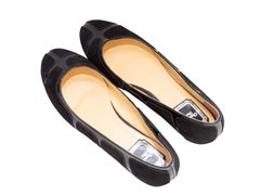 Black Christian Dior Suede & Patent Leather Ballet Flats