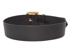 Black Christian Dior Wide Leather Belt Size US S