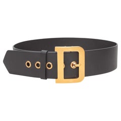 Black Christian Dior Wide Leather Belt Size US S