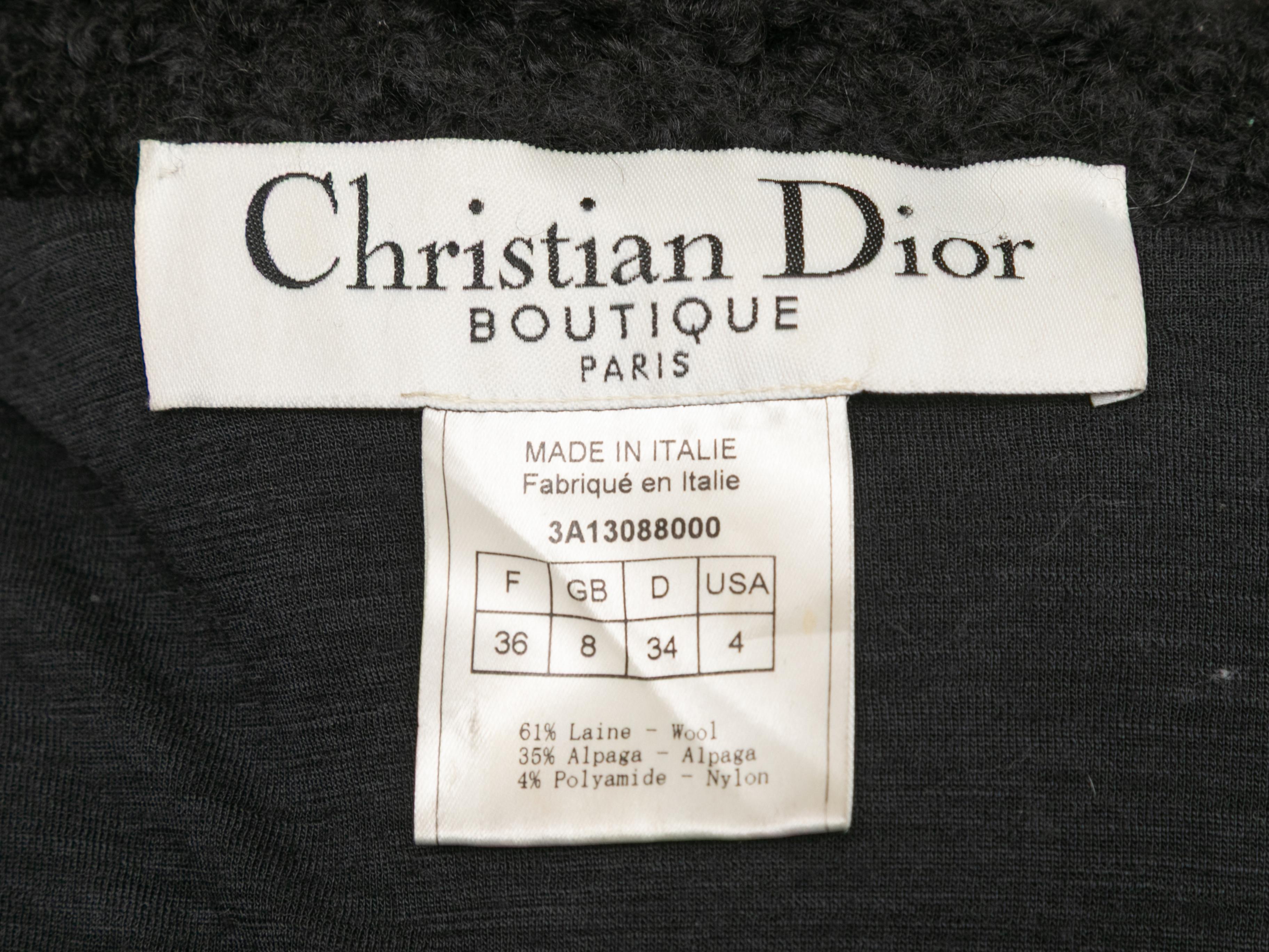 Christian Dior nero in lana e misto alpaca con cintura Taglia FR 36 in vendita 1