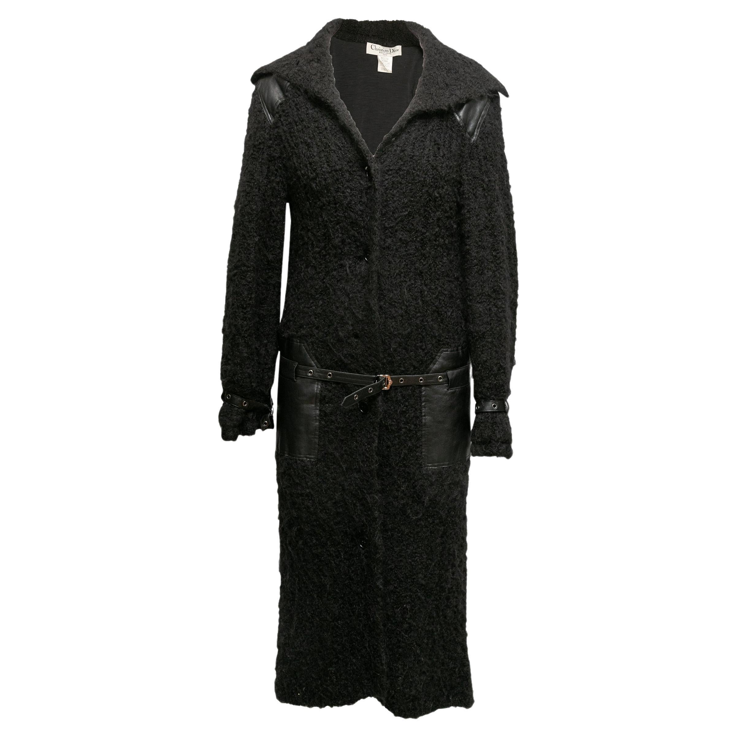 Christian Dior nero in lana e misto alpaca con cintura Taglia FR 36