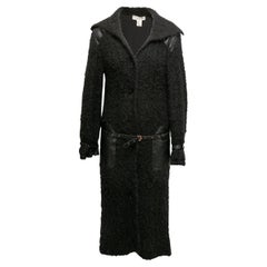 Black Christian Dior Wool & Alpaca-Blend Belted Coat Size FR 36