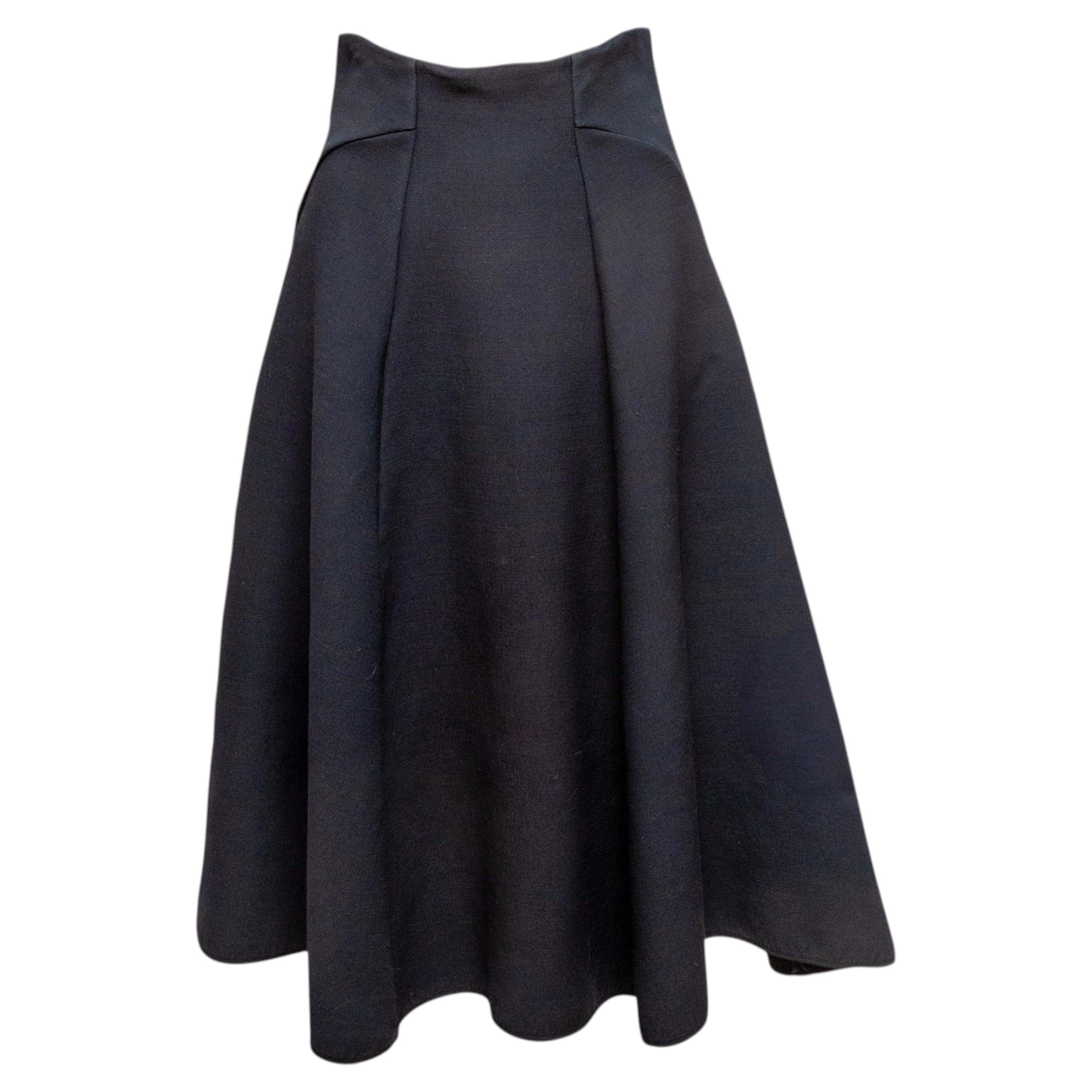 Black Christian Dior Wool & Silk-Blend Swing Skirt