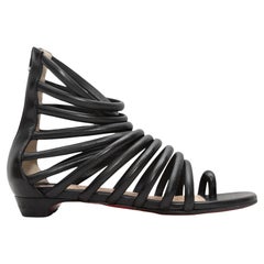 Schwarze Christian Louboutin Gladiator-Sandalen mit Catchette in Schwarz