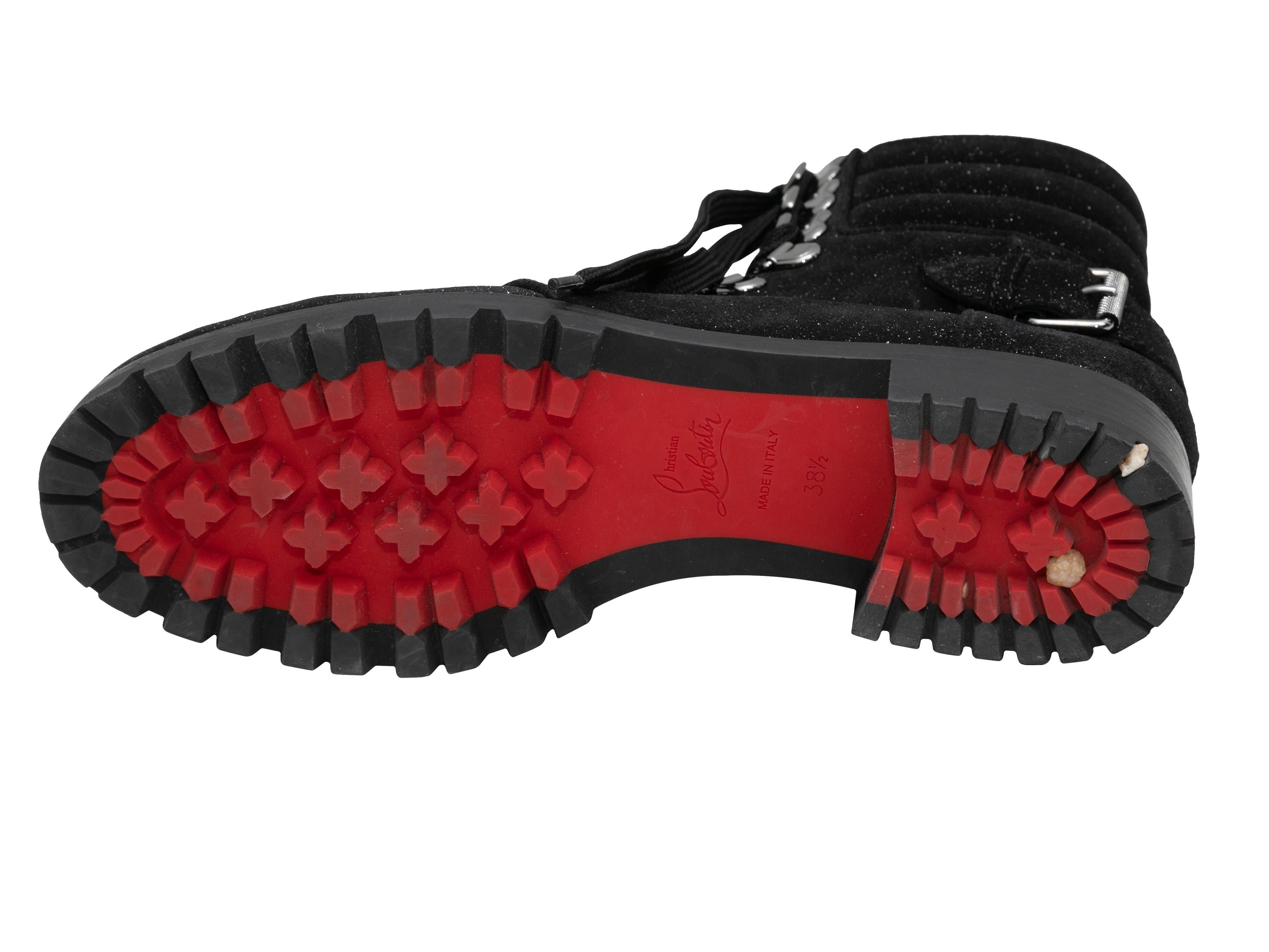 Christian Louboutin - Bottes de combat en daim pailleté, taille 38,5 Pour femmes en vente