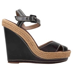 Christian Louboutin nero in pelle con zeppa e sandali taglia 40