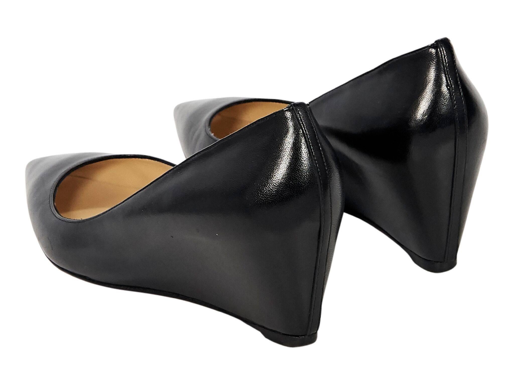 Christian Louboutin Black Leather Wedges In Good Condition In New York, NY