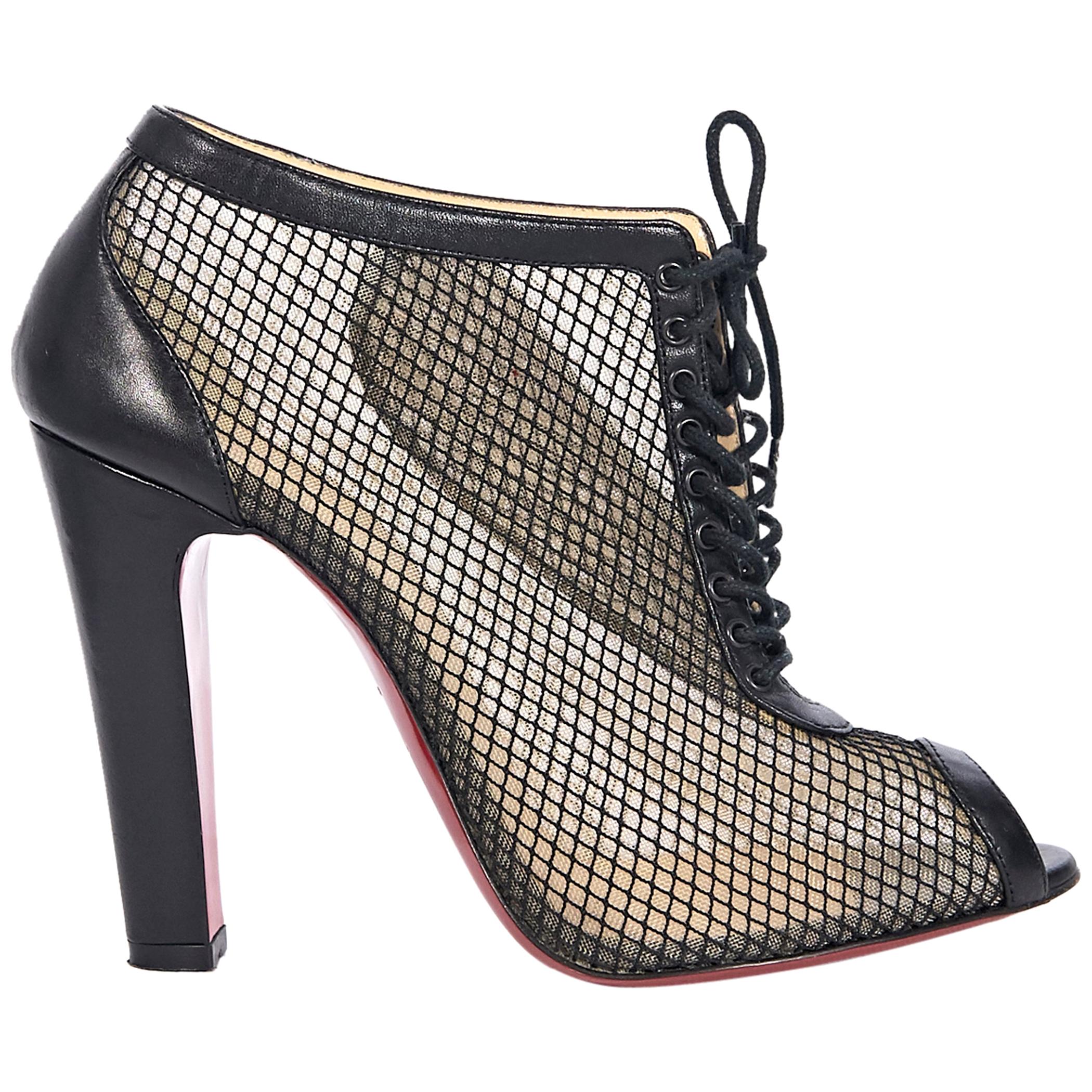black mesh ankle boots