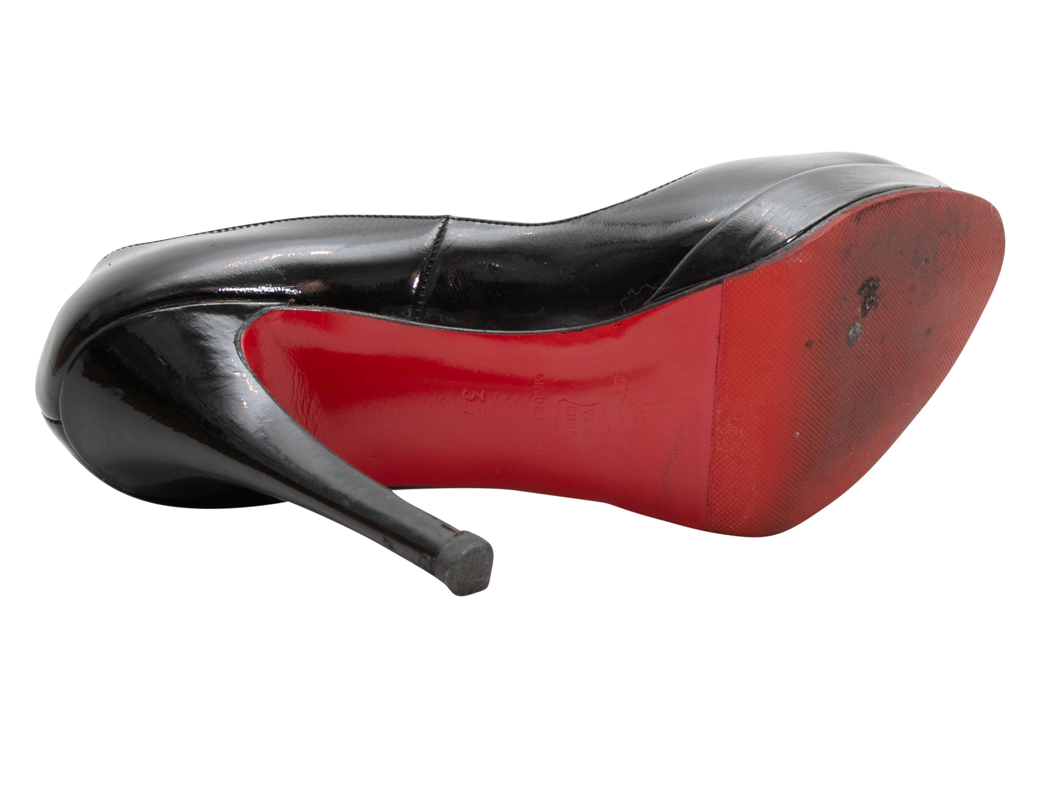 Black Christian Louboutin Patent Peep-Toe Heels Size 37 For Sale 1