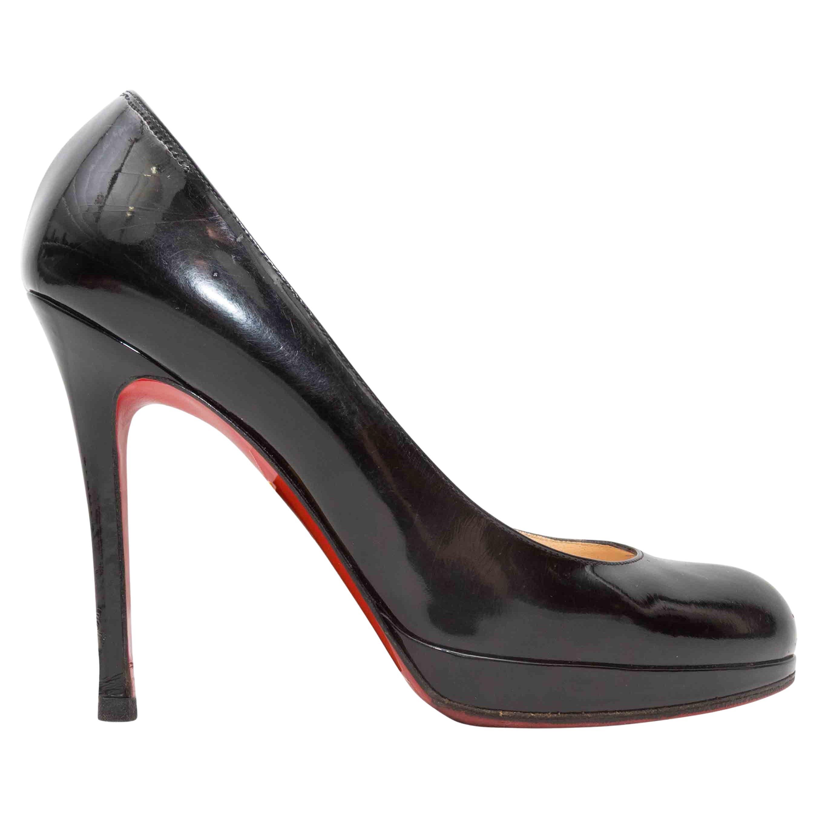 Black Christian Louboutin Patent Platform Pumps Size 39