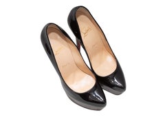 Black Christian Louboutin Patent Pointed-Toe Platform Pumps Size 39