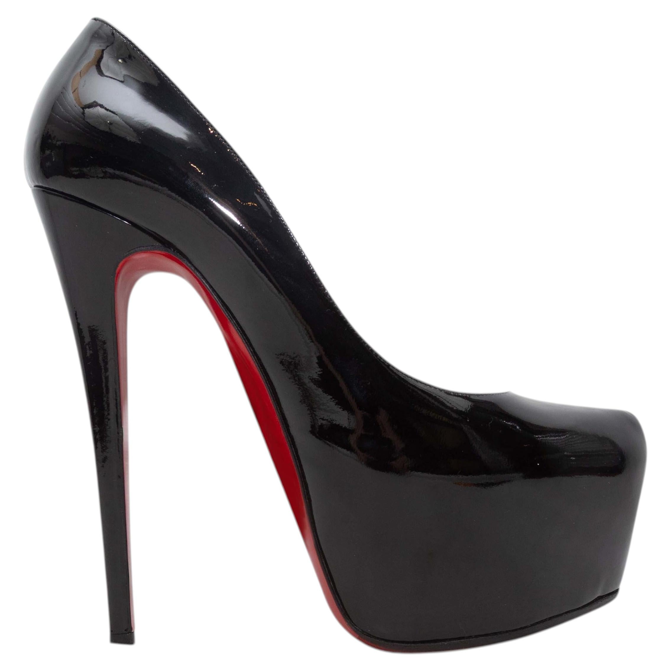 Black Christian Louboutin Patent Pointed-Toe Platform Pumps Size 39