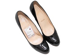 Escarpins à talons compensés en cuir verni Christian Louboutin, couleur noire, pointure 40