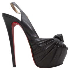 Black Christian Louboutin Platform Peep-Toe Slingbacks Size 39