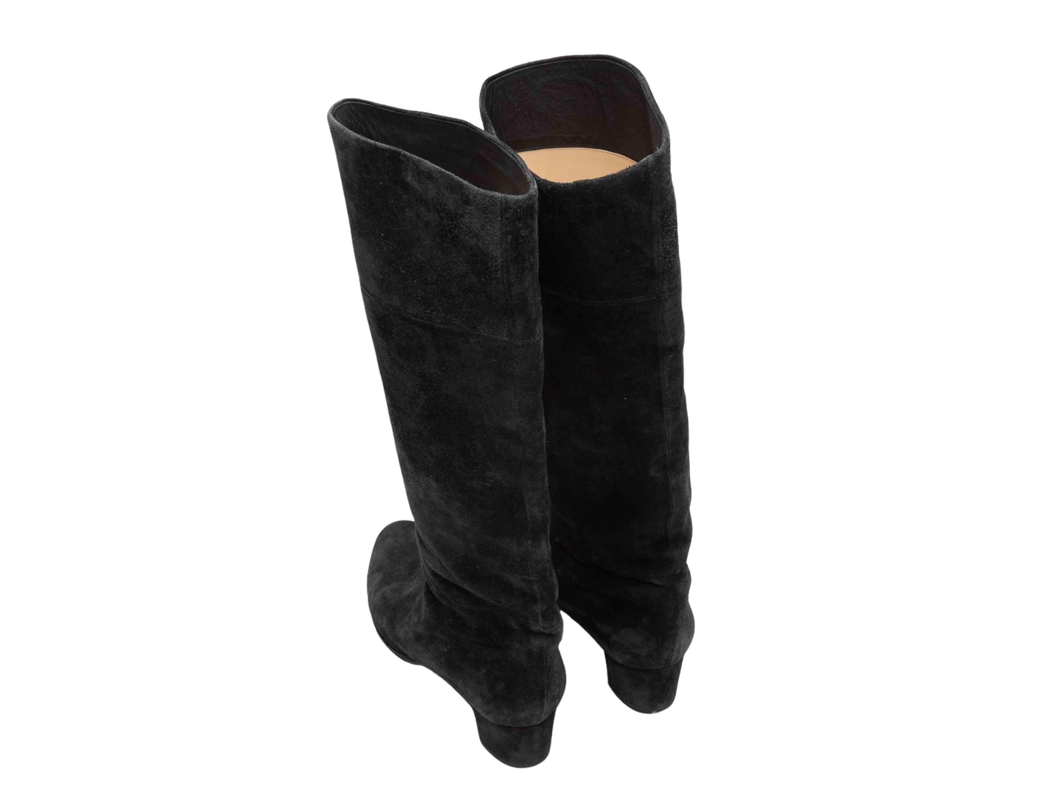 Black Christian Louboutin Suede Knee-High Heeled Boots Size 41.5 (Schwarz) im Angebot